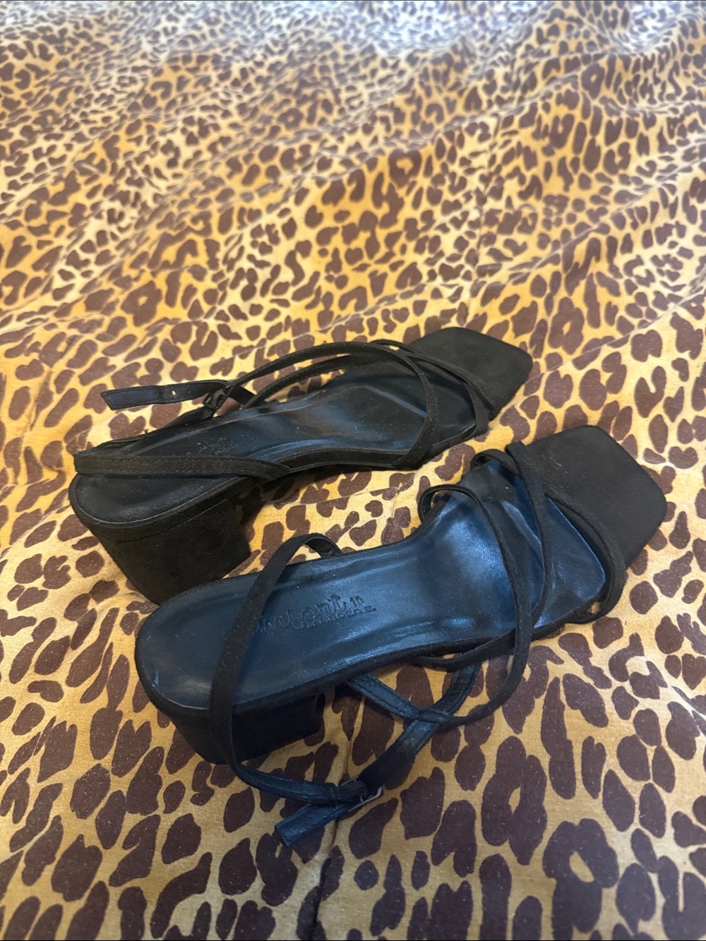 Forever 21 Black Strappy Block Heel Sandals